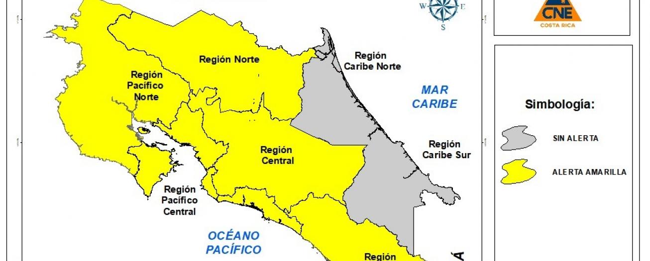 CNE eleva el estado de alerta amarilla por lluvias