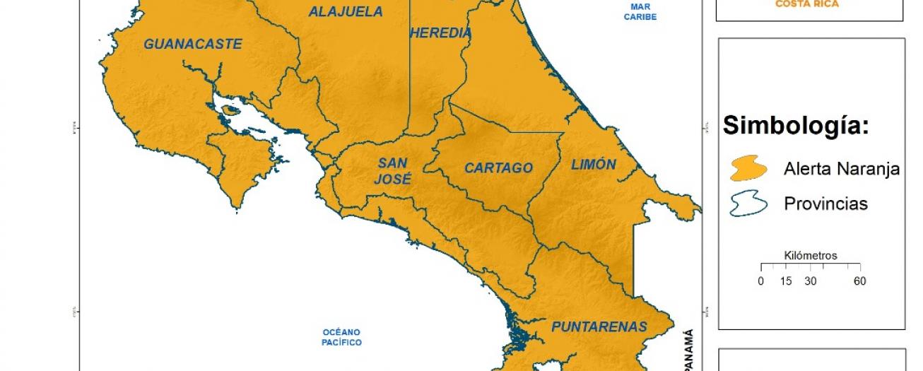 Alerta naranja se mantiene para los 82 cantones del país