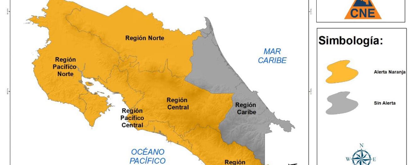 CNE eleva el estado a alerta naranja por lluvias