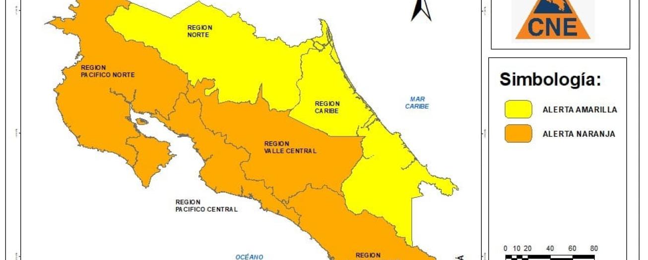 CNE eleve a Alerta Naranja la Vertiente del Pacífico y el Valle Central