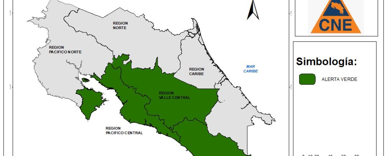 CNE declara alerta verde por lluvias en el Valle Central