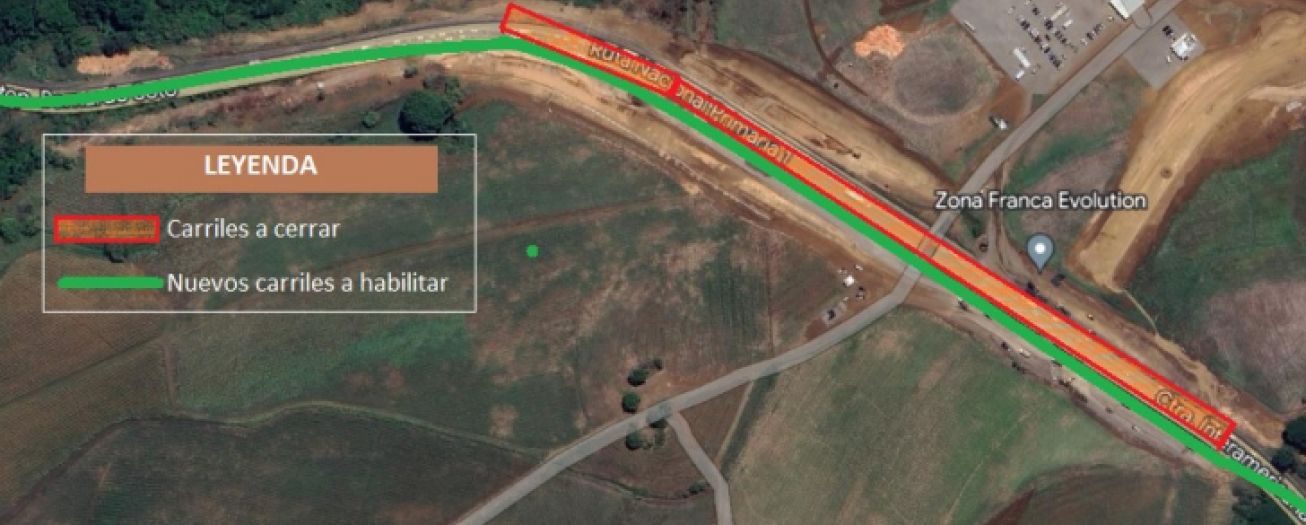 Ruta 1 tendrá desvío de tránsito donde se construye Evolution Free Zone  