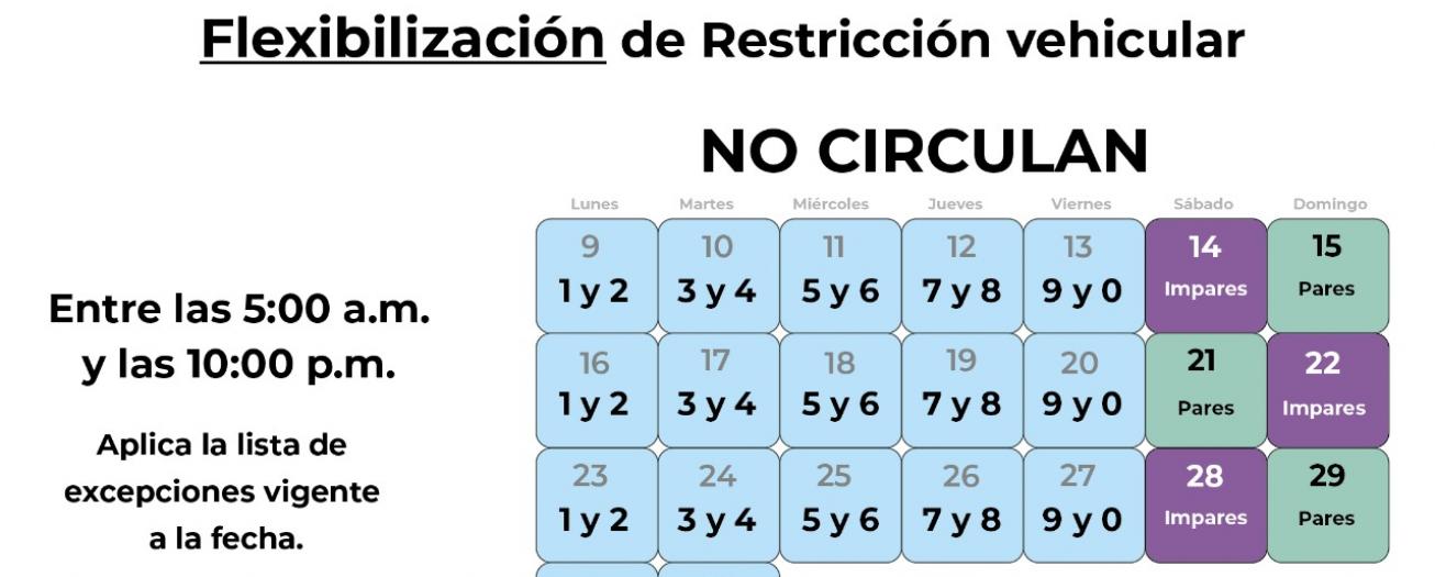Gobierno flexibiliza restricción vehicular hasta las 10:00 p.m.