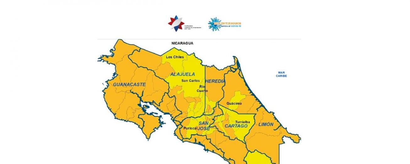 Seis cantones de la zona de Occidente bajan a alerta amarilla