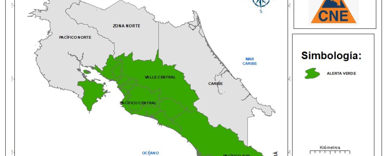 CNE declara Alerta Verde para el Pacífico Central, Pacífico Sur y el Valle Central