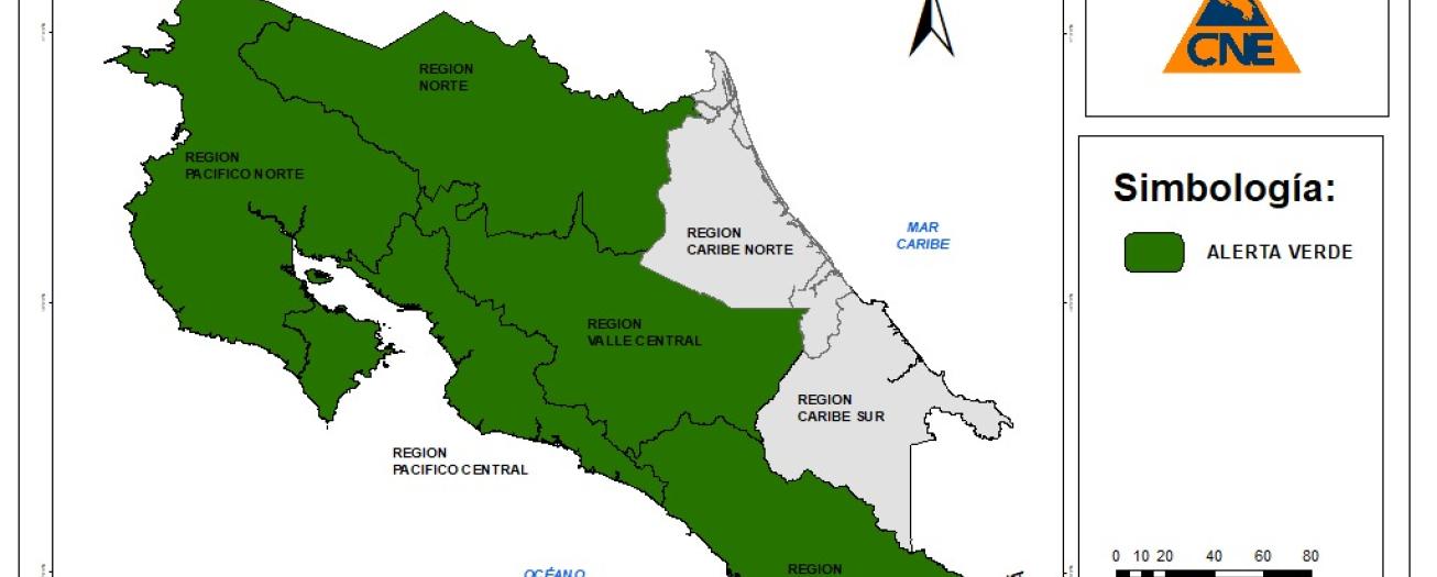 CNE emite Alerta Verde para la Zona Norte, Valle Central y la Vertiente del Pacífico 