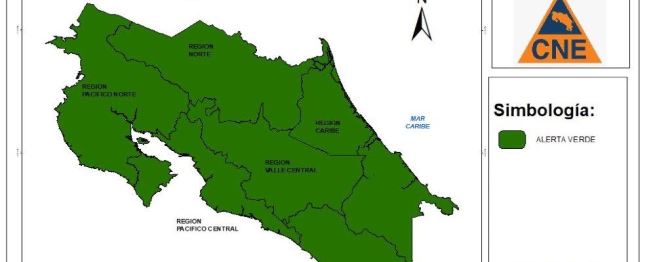 CNE declara alerta verde en todo el país por aumento de lluvias