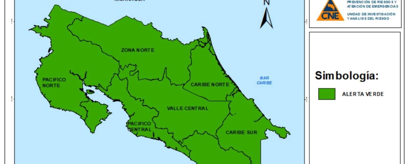 CNE declara Alerta Verde para todo el país, debido al aumento de lluvias