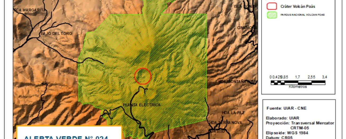 CNE declara Alerta Verde en el Parque Nacional Volcán Poás 